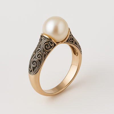 Vintage Pearl Golden Ring