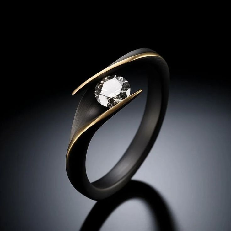 Black Golden Zirconia Ring
