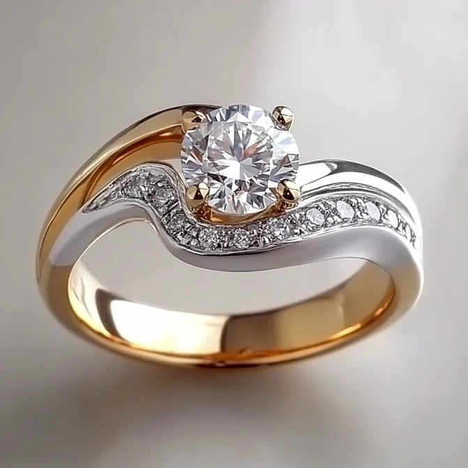 Vintage Wavy Fade Gold & Silver Bright Ring